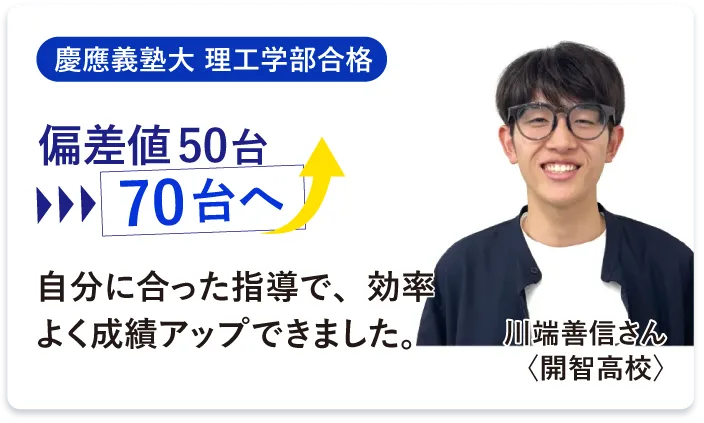 成績が伸びた！の声 川端善信さん
